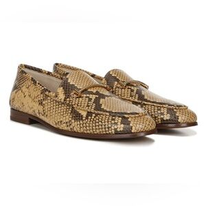 Sam Edelman 8 Loir Faux Snake Saddle Loafers Leather Print Shoes Neutral Slip On